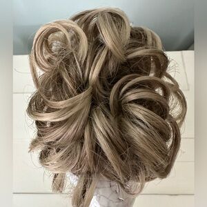 Ladies Women’s Child’s Big Curls Bun Cover Brunette Ash Blonde Hairpiece…